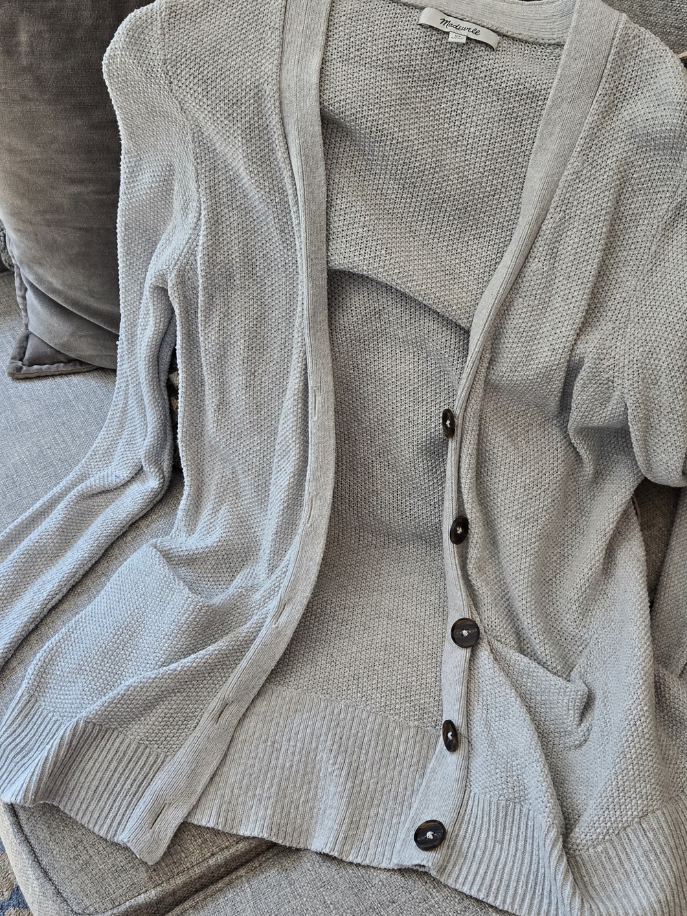 Madewell Heather Gray Button-Front Knit Cardigan